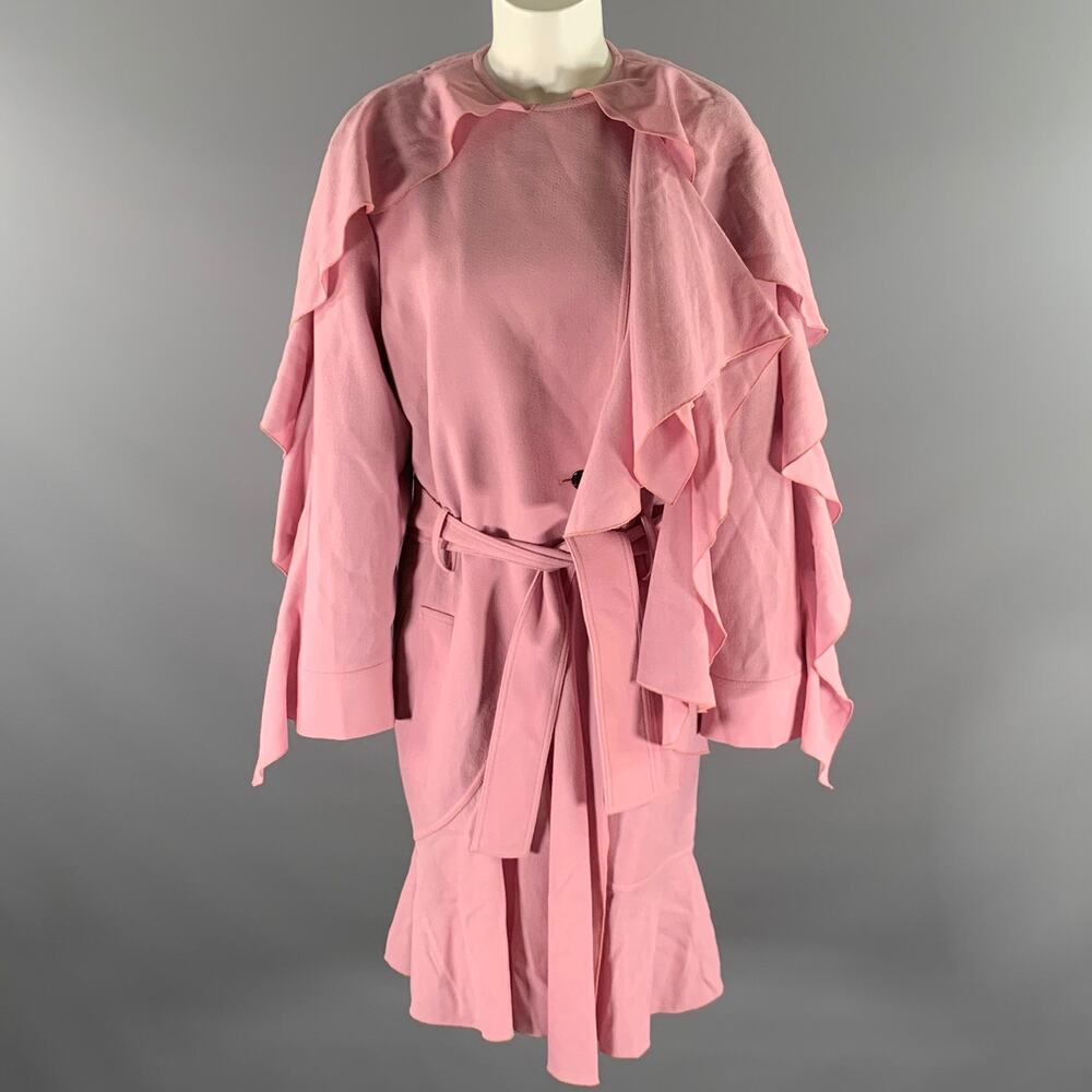 TOM FORD Size S Pink Mauve Crepe Ruffled Trench Coat